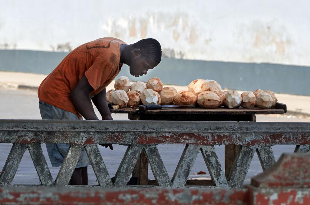 Vendeur de noix de coco, Sao Tomé, la capitale - 2024
