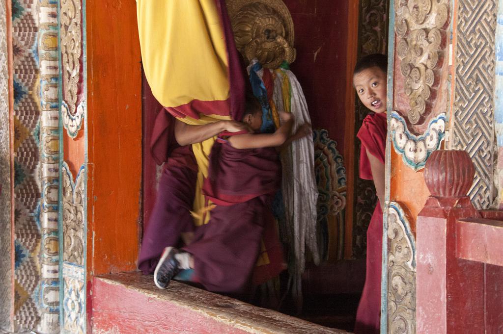 Jeunes moines après une puya (cérémonie), Pays de Kham, ancien Grand Tibet [Chine] - 2014
