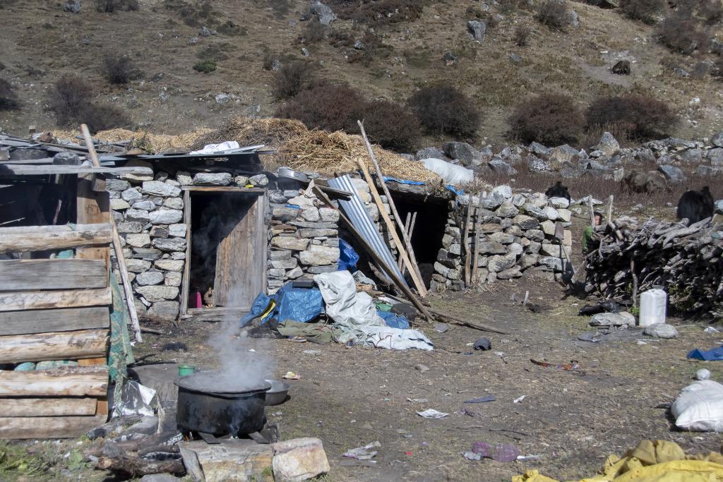 Abri de semi-nomades, vers Kulu Khar, district de Gasa [Bhoutan] - 2018